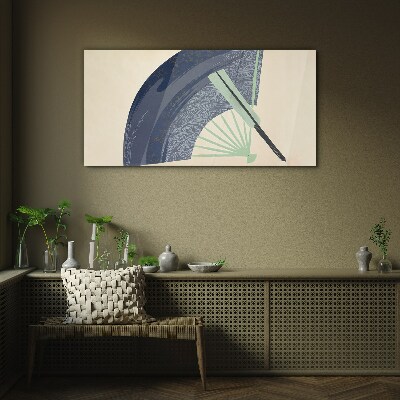 Wave and fan Glass Wall Art