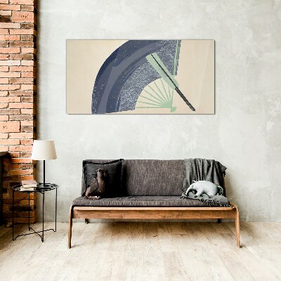 Wave and fan Glass Wall Art