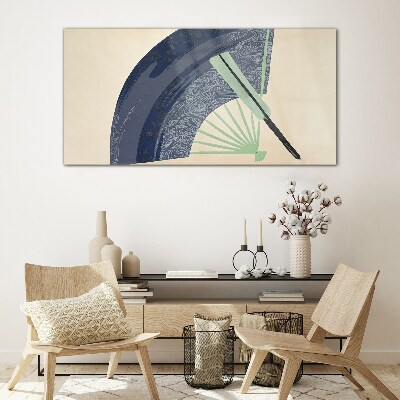 Wave and fan Glass Wall Art