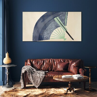 Wave and fan Glass Wall Art