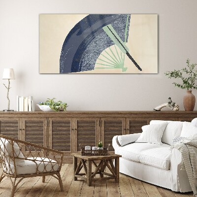 Wave and fan Glass Wall Art