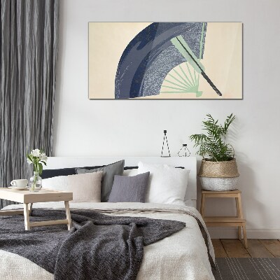 Wave and fan Glass Wall Art