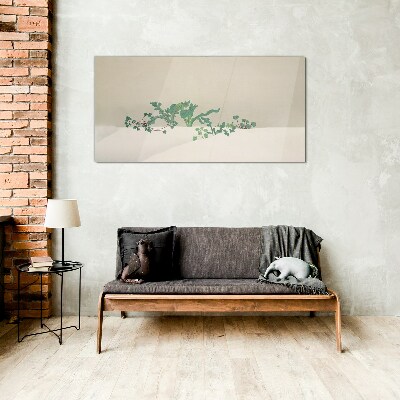 Delicate plants on a neutral background Glass Wall Art