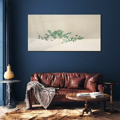 Delicate plants on a neutral background Glass Wall Art