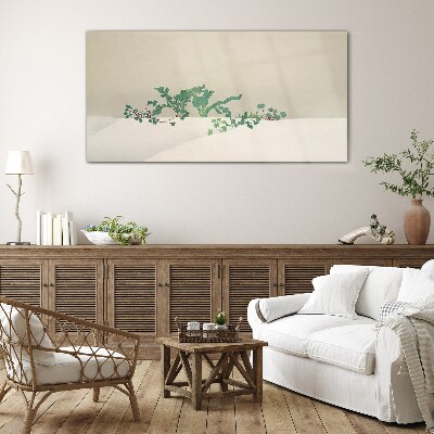 Delicate plants on a neutral background Glass Wall Art