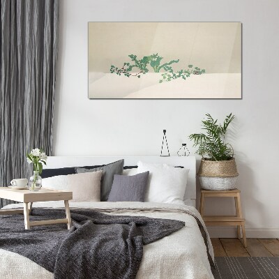 Delicate plants on a neutral background Glass Wall Art
