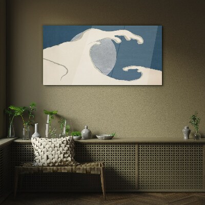 Wave in the moonlight Glass Wall Art