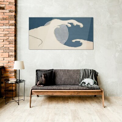 Wave in the moonlight Glass Wall Art