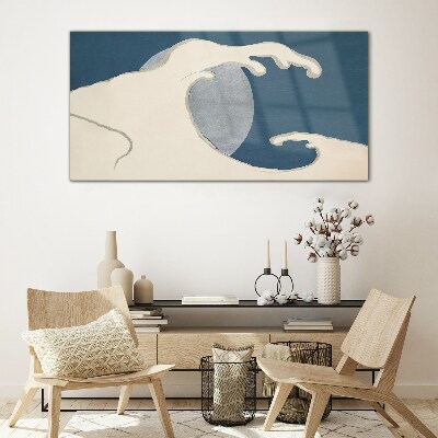 Wave in the moonlight Glass Wall Art
