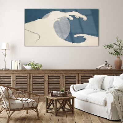 Wave in the moonlight Glass Wall Art