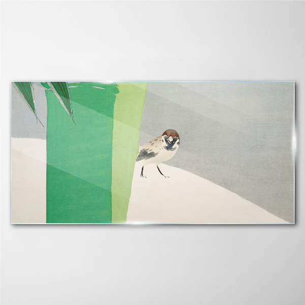 A winged friend in the green Glass Wall Art