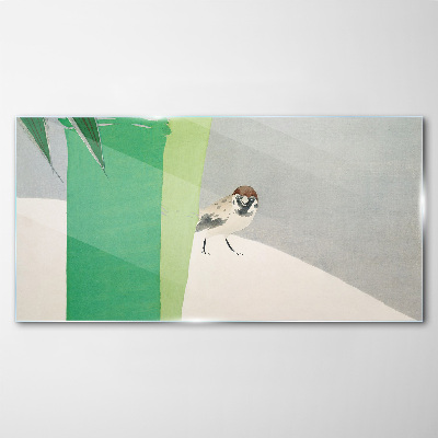 A winged friend in the green Glass Wall Art