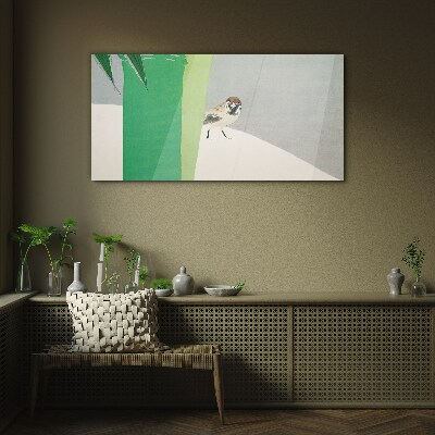 A winged friend in the green Glass Wall Art