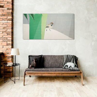 A winged friend in the green Glass Wall Art
