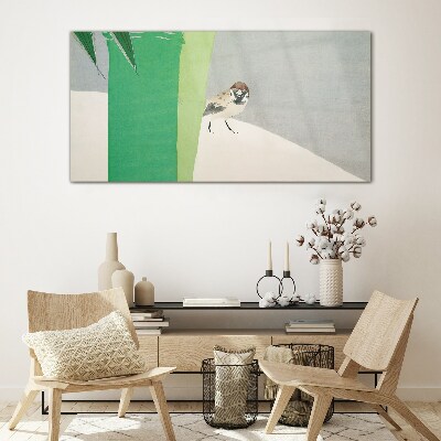 A winged friend in the green Glass Wall Art