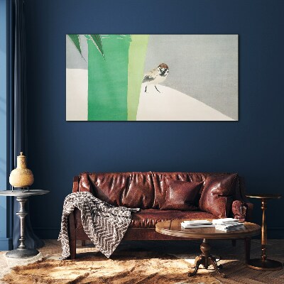 A winged friend in the green Glass Wall Art