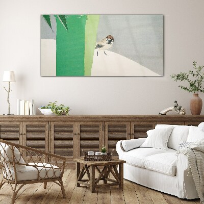 A winged friend in the green Glass Wall Art