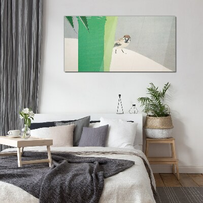 A winged friend in the green Glass Wall Art