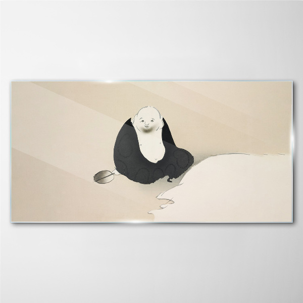 A quiet moment in a monochromatic space Glass Wall Art