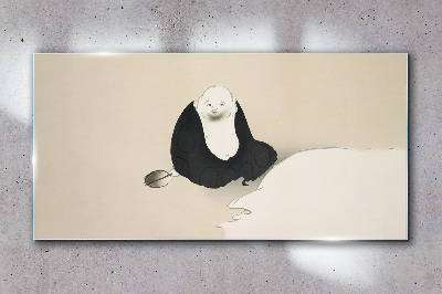 A quiet moment in a monochromatic space Glass Wall Art