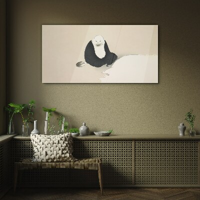 A quiet moment in a monochromatic space Glass Wall Art