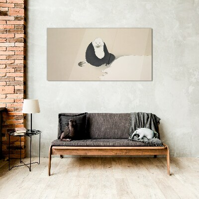 A quiet moment in a monochromatic space Glass Wall Art