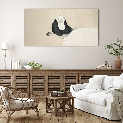 A quiet moment in a monochromatic space Glass Wall Art