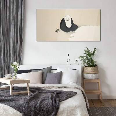 A quiet moment in a monochromatic space Glass Wall Art