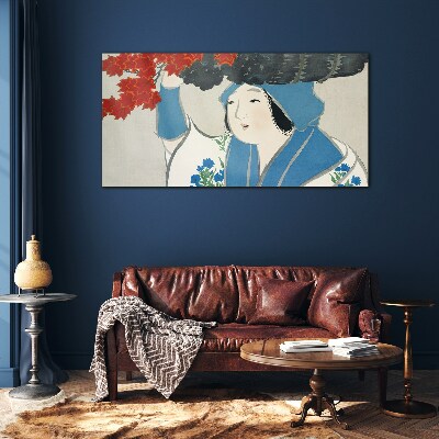 Joy among the autumn leaves Glass Wall Art