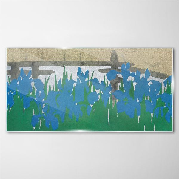 Flowers in shades of blue Glass Wall Art