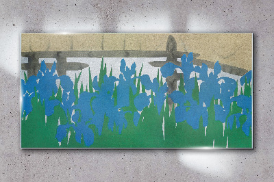 Flowers in shades of blue Glass Wall Art
