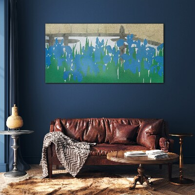 Flowers in shades of blue Glass Wall Art