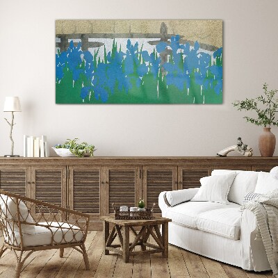 Flowers in shades of blue Glass Wall Art