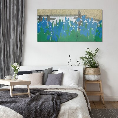Flowers in shades of blue Glass Wall Art