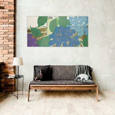 Floral compositions in pastel colors Glass Wall Art