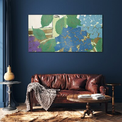 Floral compositions in pastel colors Glass Wall Art