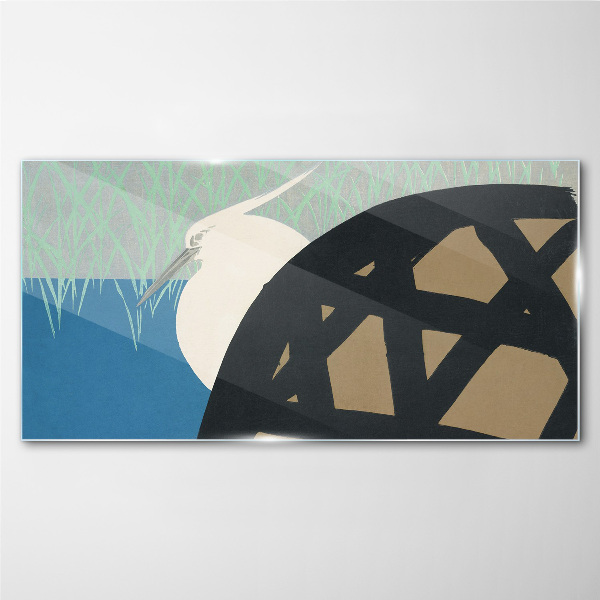 Bird in the landscape Glass Wall Art
