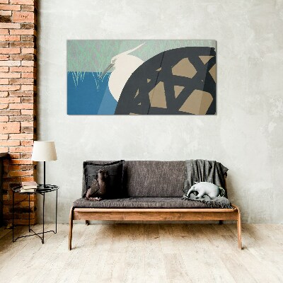 Bird in the landscape Glass Wall Art
