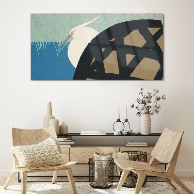 Bird in the landscape Glass Wall Art