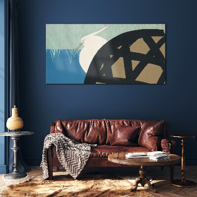 Bird in the landscape Glass Wall Art