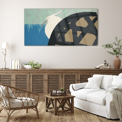 Bird in the landscape Glass Wall Art