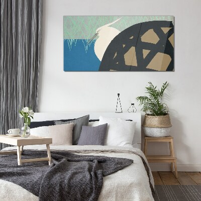 Bird in the landscape Glass Wall Art