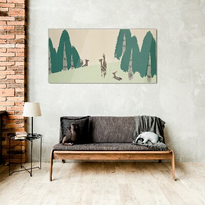 Forest deer against the background of trees Glass Wall Art