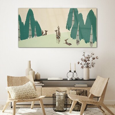 Abstraction forest animals Glass Wall Art