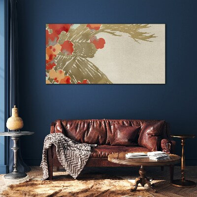 Floral motif in warm shades Glass Wall Art