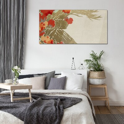 Floral motif in warm shades Glass Wall Art