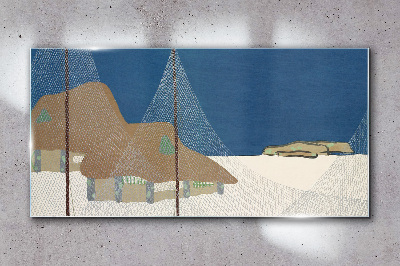 Abstract landscape with mesh Glass Wall Art