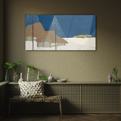 Abstract landscape with mesh Glass Wall Art