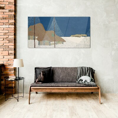 Abstraction snow cottage heaven Glass Wall Art