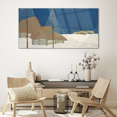 Abstraction snow cottage heaven Glass Wall Art